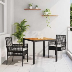 Ensemble de salle à manger pour jardin 3 pcs Noir polyrotin 514934514934