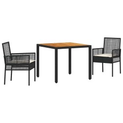 Ensemble de salle à manger pour jardin 3 pcs Noir polyrotin 514934514934