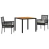 Ensemble de salle à manger pour jardin 3 pcs Noir polyrotin 514934514934