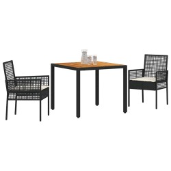 Ensemble de salle à manger pour jardin 3 pcs Noir polyrotin 514934514934