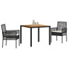 Ensemble de salle à manger pour jardin 3 pcs Noir polyrotin 514934514934