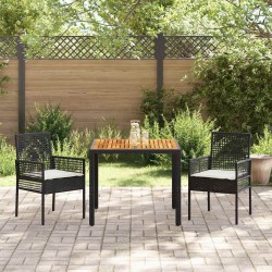 Ensemble de salle à manger pour jardin 3 pcs Noir polyrotin 514934514934