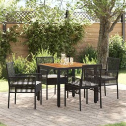 Ensemble de salle à manger pour jardin 5 pcs Noir polyrotin 514935514935