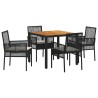 Ensemble de salle à manger pour jardin 5 pcs Noir polyrotin 514935514935