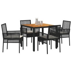 Ensemble de salle à manger pour jardin 5 pcs Noir polyrotin 514935514935