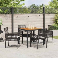 Ensemble de salle à manger pour jardin 5 pcs Noir polyrotin 514935514935