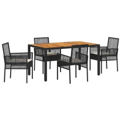 Ensemble de salle à manger pour jardin 5 pcs Noir polyrotin 514936514936