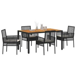 Ensemble de salle à manger pour jardin 5 pcs Noir polyrotin 514936514936