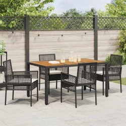 Ensemble de salle à manger pour jardin 5 pcs Noir polyrotin 514936514936