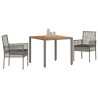 Ensemble de salle à manger pour jardin 3 pcs Gris polyrotin 514937514937