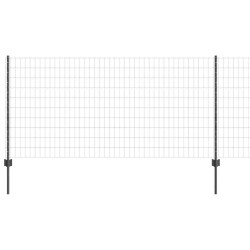 Clôture avec poteau Gris 1 x 25 m Acier et PVC 514940514940