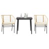 Ensemble à manger jardin coussins 3pcs marron poly rotin verre 514941514941
