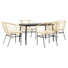 Ensemble à manger jardin coussins 5pcs marron poly rotin verre 514943514943
