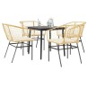 Ensemble à manger jardin coussins 5pcs marron poly rotin verre 514944514944
