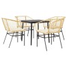 Ensemble à manger jardin coussins 5pcs marron poly rotin verre 514944514944