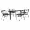 Ensemble à manger de jardin et coussins 5 pcs noir rotin verre 514945514945