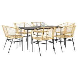 Ensemble à manger jardin 7pcs marron rpoly otin verre 514946514946