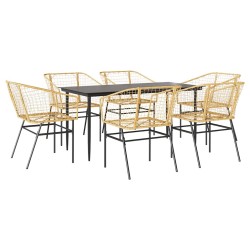 Ensemble à manger jardin 7pcs marron rpoly otin verre 514946514946