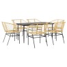 Ensemble à manger jardin 7pcs marron rpoly otin verre 514946514946