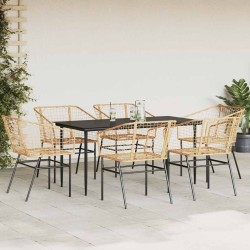 Ensemble à manger jardin 7pcs marron rpoly otin verre 514946514946