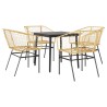 Ensemble à manger jardin 5pcs marron poly rotin verre 514949514949