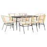 Ensemble à manger jardin coussins 7pcs marron poly rotin verre 514951514951
