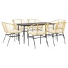 Ensemble à manger jardin coussins 7pcs marron poly rotin verre 514951514951