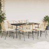 Ensemble à manger jardin coussins 7pcs marron poly rotin verre 514951514951