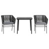 Ensemble à manger de jardin et coussins 3 pcs noir rotin verre 514952514952