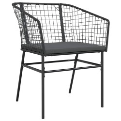 Ensemble à manger de jardin coussins 7pcs noir poly rotin verre 514953514953