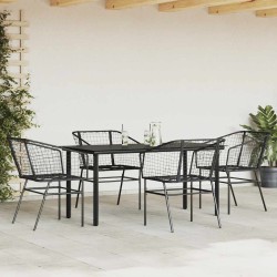 Ensemble à manger de jardin 5 pcs noir résine tressée verre 514954514954
