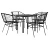 Ensemble à manger de jardin 5 pcs noir résine tressée verre 514955514955
