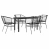 Ensemble à manger de jardin 5 pcs noir résine tressée verre 514956514956