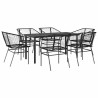 Ensemble à manger de jardin 7pcs noir poly rotin verre 514957514957