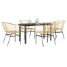 Ensemble à manger jardin 5pcs marron poly rotin verre 514958514958