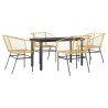 Ensemble à manger jardin 5pcs marron poly rotin verre 514958514958