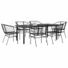 Ensemble à manger de jardin 7pcs noir poly rotin verre 514959514959