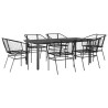 Ensemble à manger de jardin 7pcs noir poly rotin verre 514959514959