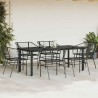 Ensemble à manger de jardin 7pcs noir poly rotin verre 514959514959
