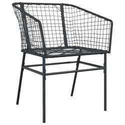 Ensemble à manger de jardin 7pcs noir poly rotin verre 514959514959