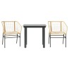Ensemble à manger de jardin 3pcs marron résine tressée verre 514960514960