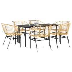 Ensemble à manger jardin 7pcs marron rpoly otin verre 514966514966