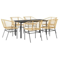 Ensemble à manger jardin 7pcs marron rpoly otin verre 514966514966