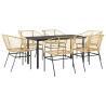 Ensemble à manger jardin 7pcs marron rpoly otin verre 514966514966
