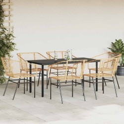 Ensemble à manger jardin 7pcs marron rpoly otin verre 514966514966