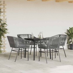 Ensemble à manger jardin coussins 5 pcs gris poly rotin verre 514967514967