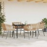 Ensemble à manger jardin coussins 5pcs marron poly rotin verre 514968514968