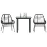 Ensemble à manger de jardin 3 pcs noir résine tressée verre 514970514970