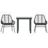 Ensemble à manger de jardin 3 pcs noir résine tressée verre 514970514970