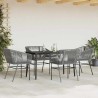 Ensemble à manger jardin coussins 5 pcs gris poly rotin verre 514971514971